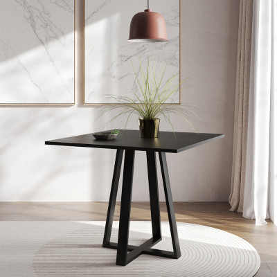 Mesa De Jantar Mônaco 90cm Preta Base Preta