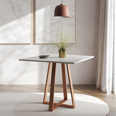 Mesa De Jantar Mônaco 90cm Branca Base Cobre