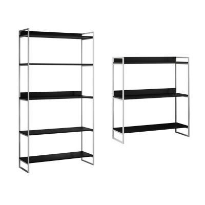 Kit Industrial Estante Guaecá 180x95 E Aparador Industrial 3 Prateleiras Córdoba 100x95 Branco/Preto