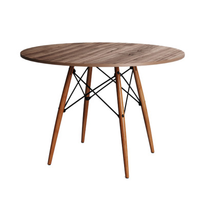 Mesa De Jantar Eiffel Redondo Tampo De Madeira 90cm Amêndoa