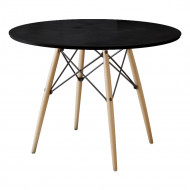Mesa Dkr Eiffel Redondo Tampo De Madeira 110cm Preto(100)