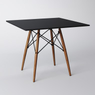 Mesa Dkr Eiffel Quadrado Tampo De Madeira 90cm Preto(100)