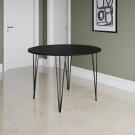 Mesa Jantar Redonda Preta Hairpin 90cm Elen Base Ferro Preto(100)