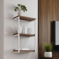Nicho De Parede Industrial Para Quarto 3 Prateleiras Milão - Branco E Imbuia(100)