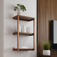 Nicho De Parede Industrial Para Quarto 3 Prateleiras Milão - Cobre E Imbuia(100)