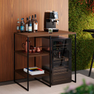 Aparador Bar Buffet Adega Industrial Bourbon 80cm - Preto/Carvalho(100)