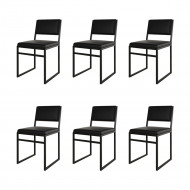 Kit 6 Cadeiras De Jantar Industrial Isa Assento Corino Preto (100)