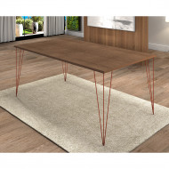Mesa De Jantar Elen 150x90cm Tampo Amêndoa Com Base Cobre(100)