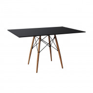 Mesa Eames Eiffel Retangular Tampo De Madeira 120x75cm Preto(100)