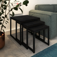 Mesa Lateral Industrial Trio Isabella Preto  E Tampo Preto(100)