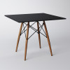 Mesa Dkr Eiffel Quadrado Tampo De Madeira 90cm Preto