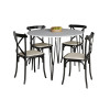 Mesa Com 4 Cadeiras Katrina Preta Elen Hairpin 110cm Jantar Branca Com Ferro Preto