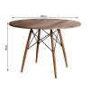 Mesa De Jantar Eiffel Redondo Tampo De Madeira 90cm Amêndoa